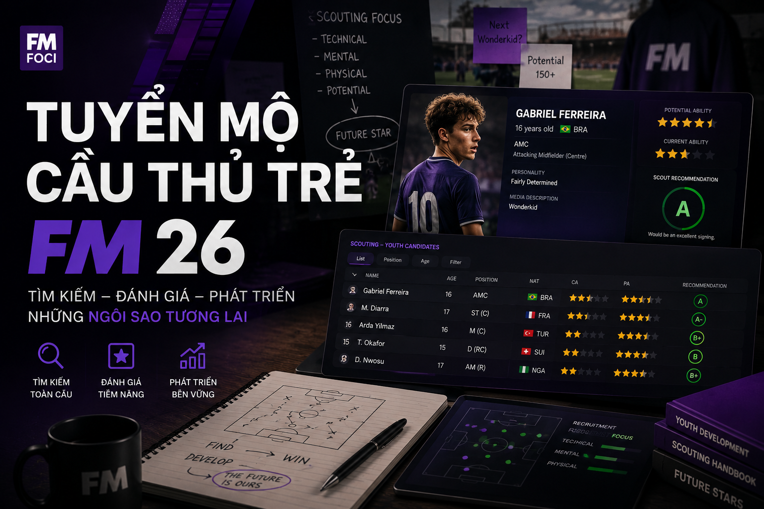 Tuyển mộ cầu thủ trẻ trong FM26: Cách xây dựng mạng lưới săn tài năng hiệu quả